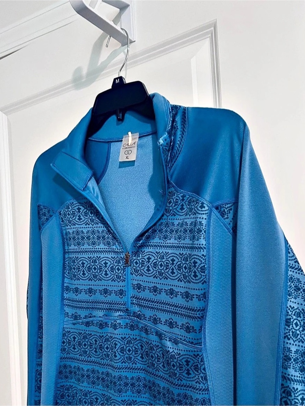 Calia Half-Zip Patterned Pullover Blue XL Like New